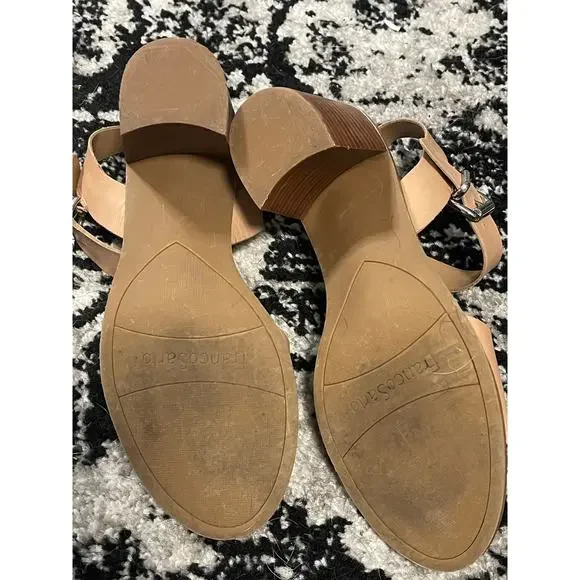 Franco Sarto Leather Black Heel Sandals Sz 9.5 - Picture 3 of 8